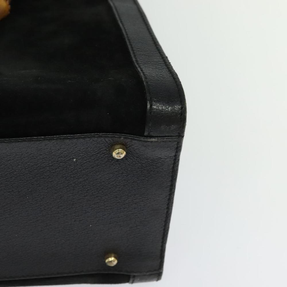 GUCCI Bamboo Hand Bag Suede Black Gold 002 1186 0260 Auth ep8145 - Picture 13 of 16